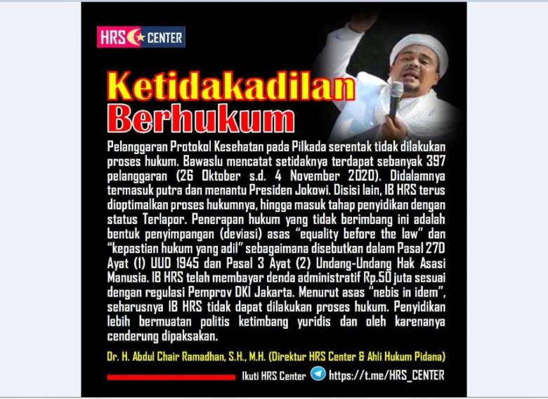 HRS Diduga “Dikriminalisasi”, Pertanda Pemerintah Semakin Panik?