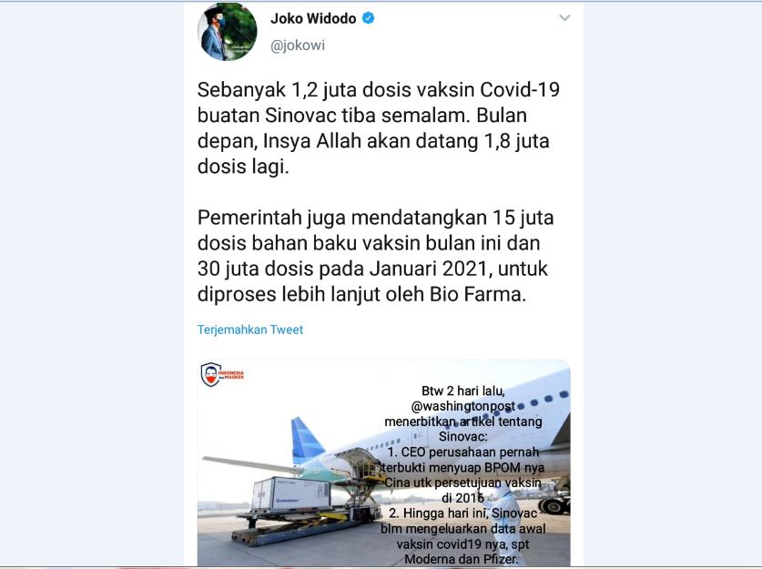 Vaksin Sinovac China Masuk Indonesia, Siapa Meraup Untung?