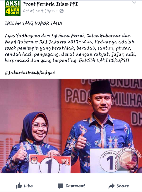 Ke Pasangan Manapun FPI Jatuhkan Dukungan, Tetap Menarik Perhatian