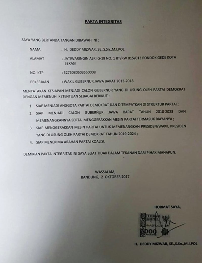 Apa Makna Poin Ketiga Pakta Integritas Partai Demokrat?